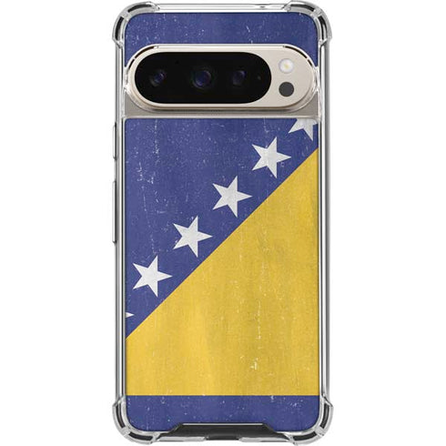 Bosnia and Herzegovina Flag Distressed Pixel 9/9 Pro Clear Case